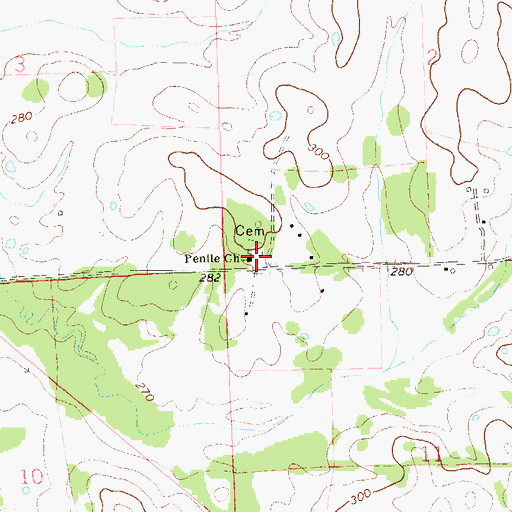 Topographic Map of Penile Methodist Church, AL