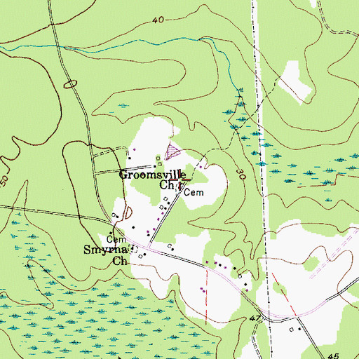 Topographic Map of Groomsville Baptist Church, SC
