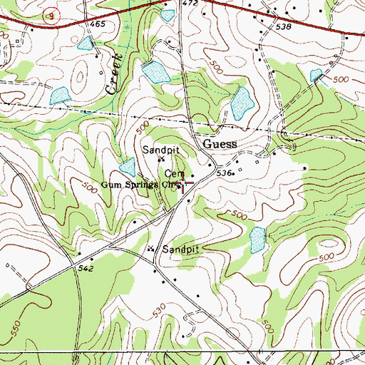 Topographic Map of Gum Spring Baptist Church, SC