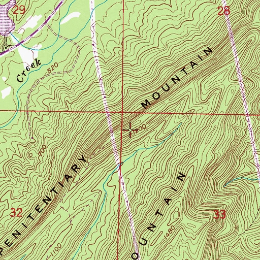 Topographic Map of Penitentiary Mountain, AL