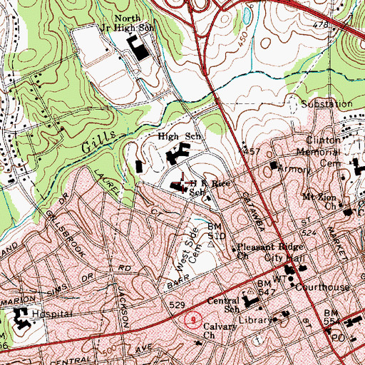 Topographic Map of H R Rice School, SC