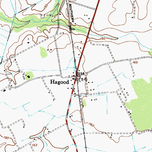 Topographic Map of Hagood, SC