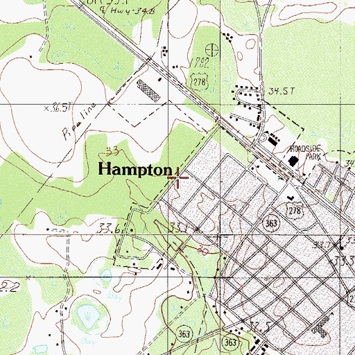 Topographic Map of Hampton, SC