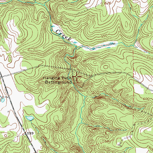 Topographic Map of Hanging Rock Battleground, SC