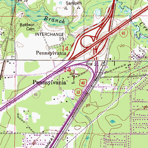 Topographic Map of Pennsylvania, AL
