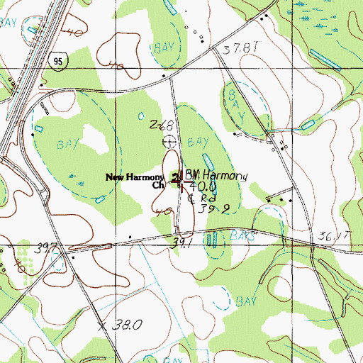 Topographic Map of New Harmony Church, SC