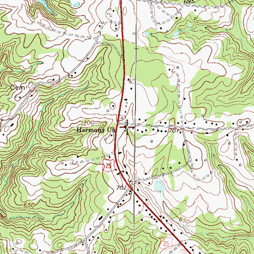 Topographic Map of Harmony Church, SC