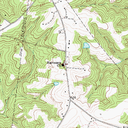 Topographic Map of Harmony Baptist Church, SC
