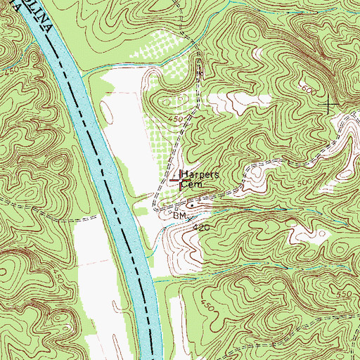 Topographic Map of Harpers Cemetery (historical), SC