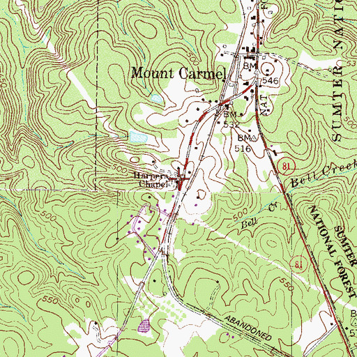 Topographic Map of Harpers Chapel, SC