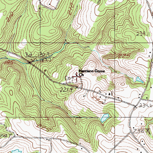 Topographic Map of Harrison Grove Baptist Church, SC
