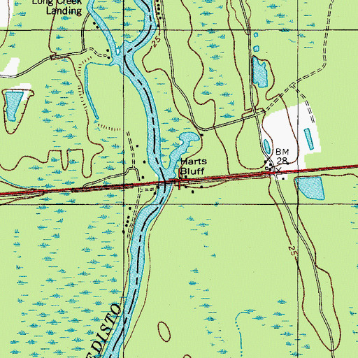 Topographic Map of Harts Bluff, SC