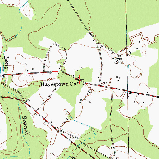 Topographic Map of Hayestown Church, SC