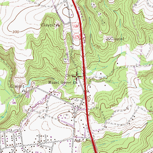 Topographic Map of Hazel Grove Baptist Church, SC