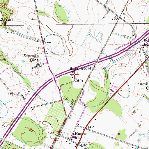 Topographic Map of Hazel Grove Church, SC