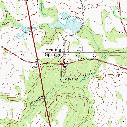 Topographic Map of Healing Springs, SC