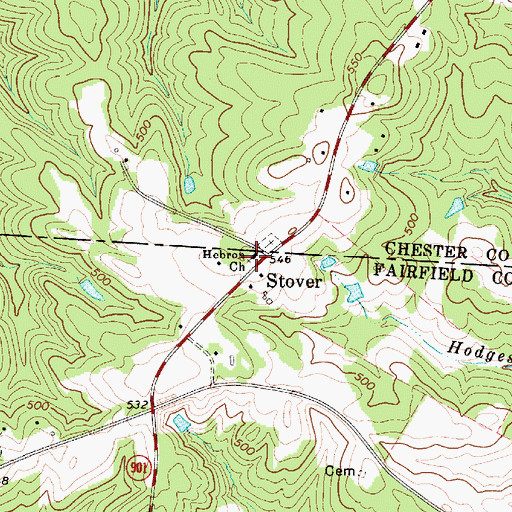 Topographic Map of Hebron Church, SC