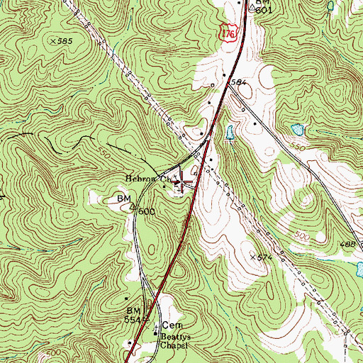 Topographic Map of Hebron Baptist Church, SC