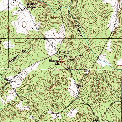 Topographic Map of Hebron United Methodist Church, SC