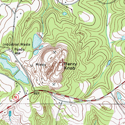 Topographic Map of Henry Knob, SC