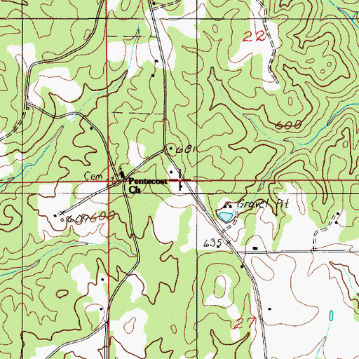 Topographic Map of Pentecost School, AL