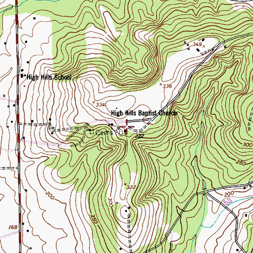 Topographic Map of High Hills Baptist Church, SC