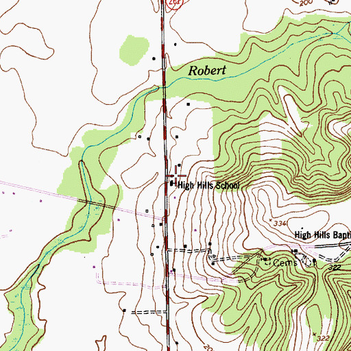 Topographic Map of High Hills School, SC