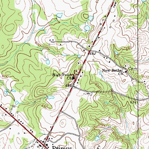 Topographic Map of High Point Church, SC