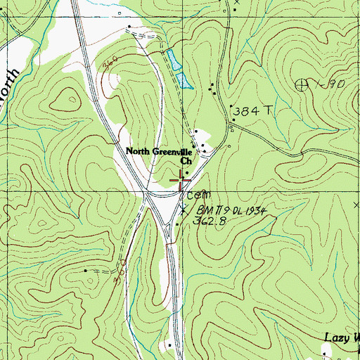 Topographic Map of North Greenville Church, SC