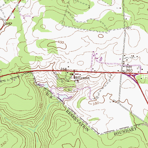 Topographic Map of Hillcrest Church, SC