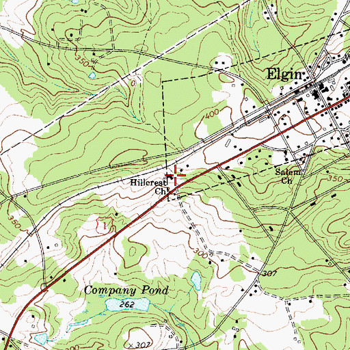 Topographic Map of Hillcrest Church, SC