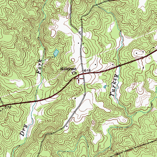 Topographic Map of Hillcrest Baptist Church, SC