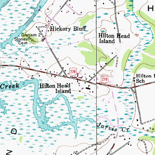 Topographic Map of Hilton Head Island, SC