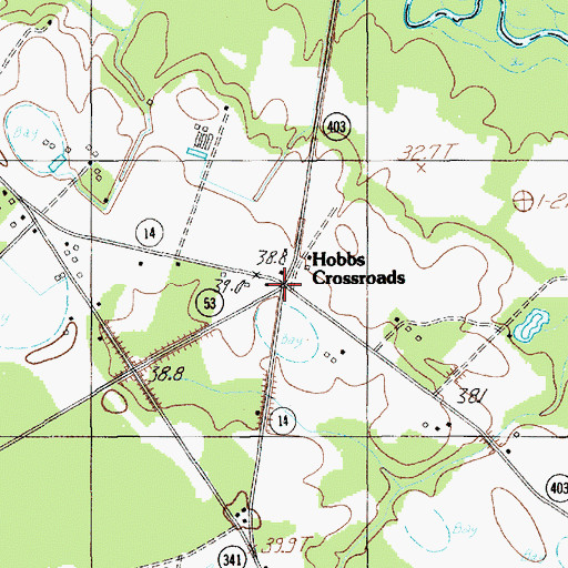 Topographic Map of Hobbs Crossroads, SC