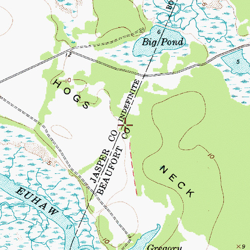 Topographic Map of Hogs Neck, SC