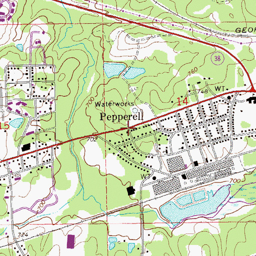 Topographic Map of Pepperell, AL