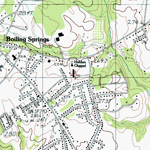 Topographic Map of Holdens Chapel Baptist Church, SC