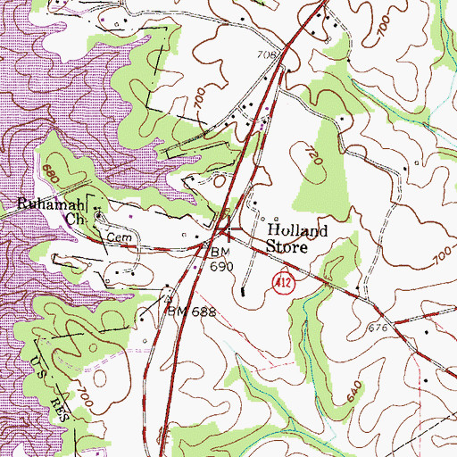 Topographic Map of Holland Store, SC