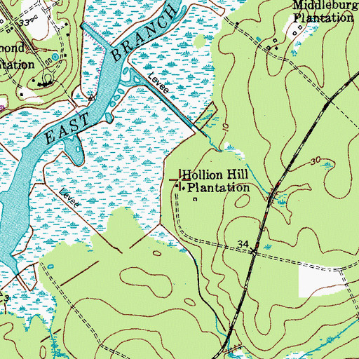 Topographic Map of Hollion Hill Plantation, SC