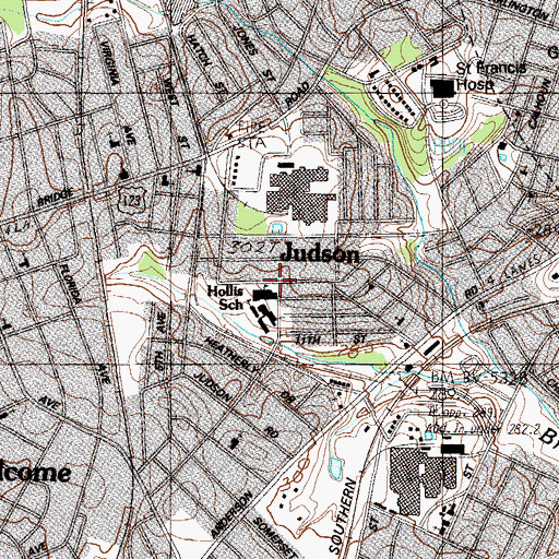 Topographic Map of Hollis School, SC