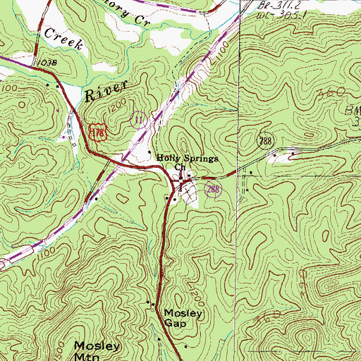 Topographic Map of Holly Springs Baptist Church, SC