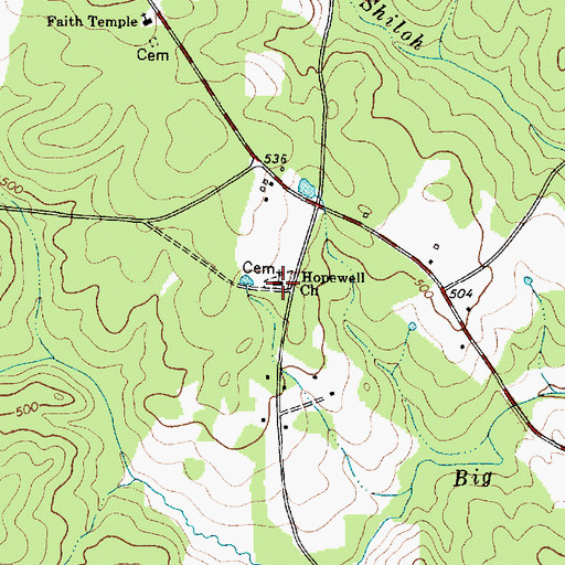 Topographic Map of Hopewell Church, SC