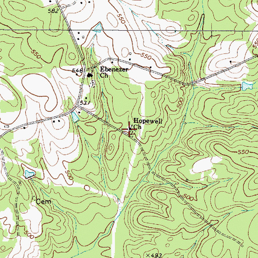 Topographic Map of Hopewell Church, SC