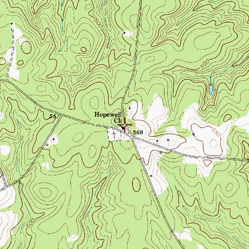 Topographic Map of Hopewell Church, SC