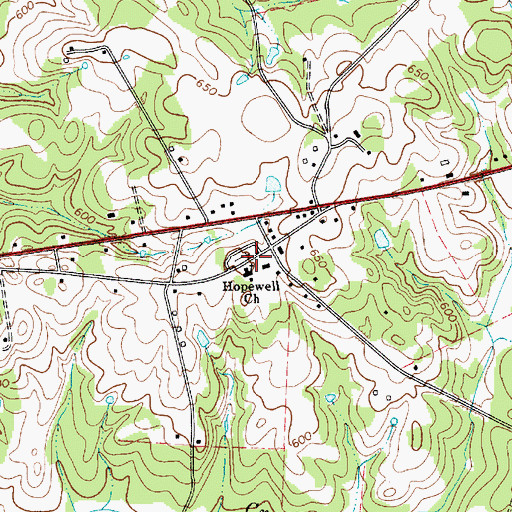 Topographic Map of Hopewell Church, SC