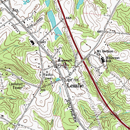 Topographic Map of Hopewell Presbyterian Church, SC