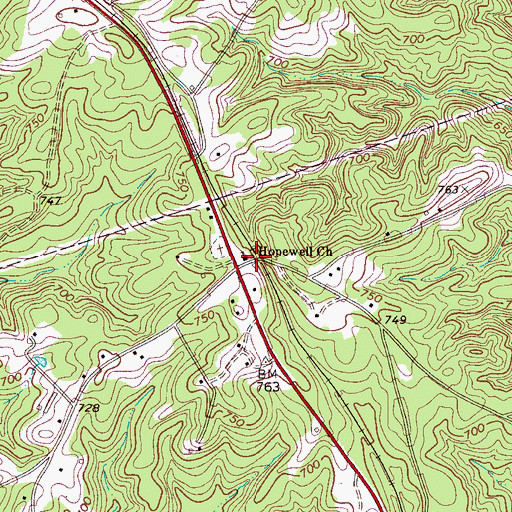 Topographic Map of Hopewell Church, SC