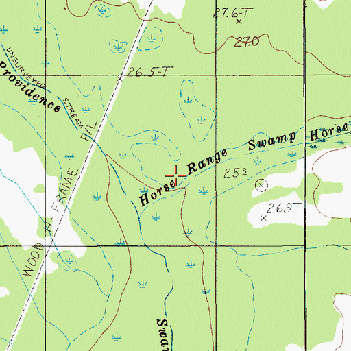 Topographic Map of Horse Range Swamp, SC
