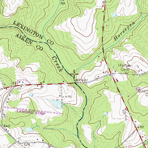 Topographic Map of Horsepen Creek, SC