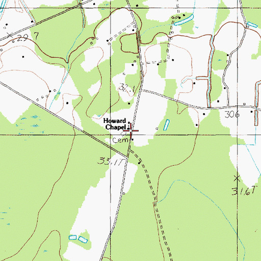 Topographic Map of Howard Chapel, SC